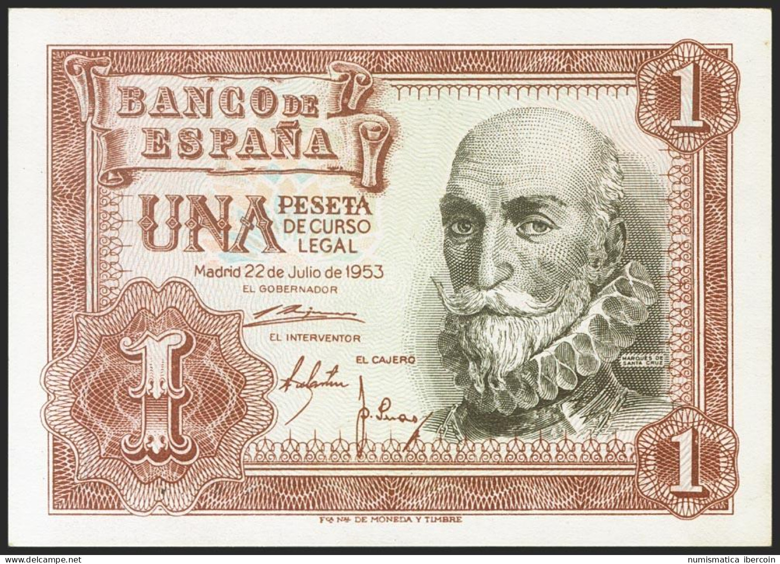 1 Peseta. 22 De Julio De 1953. Serie Z. (Edifil 2021: 465a). Apresto Original.  - Altri & Non Classificati