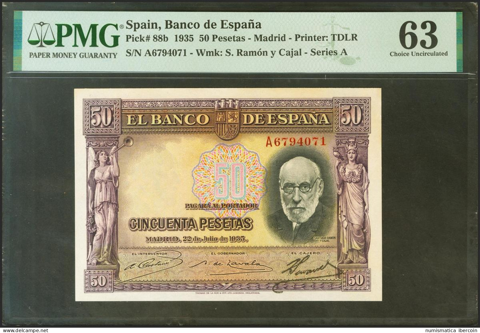 50 Pesetas. 22 De Julio De 1935. Serie A. (Edifil: 366a, Pick: 88b). Manchitas. - Altri & Non Classificati