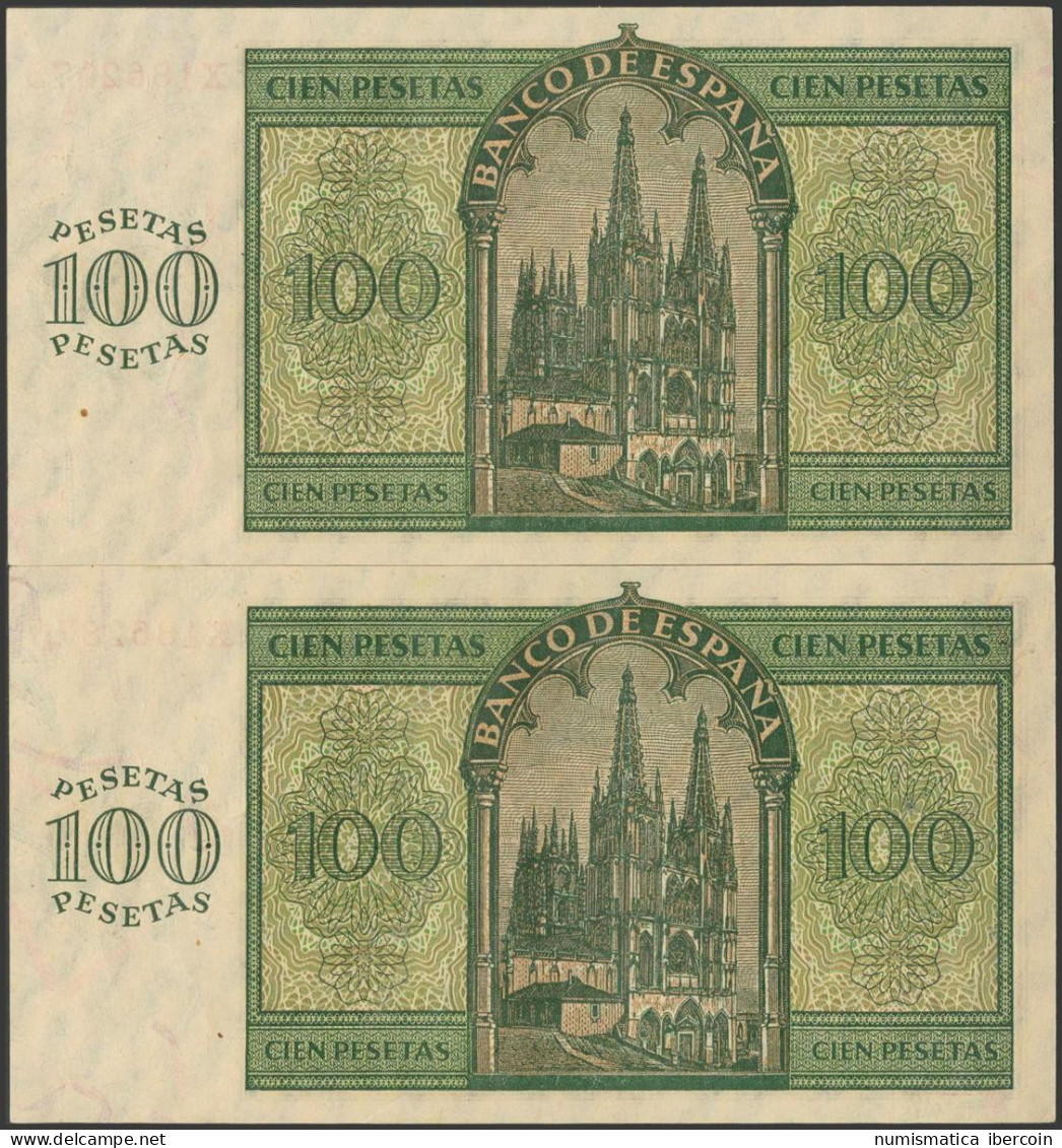 100 Pesetas. 21 De Noviembre De 1936. Pareja Correlativa. Serie X, última Serie - Other & Unclassified