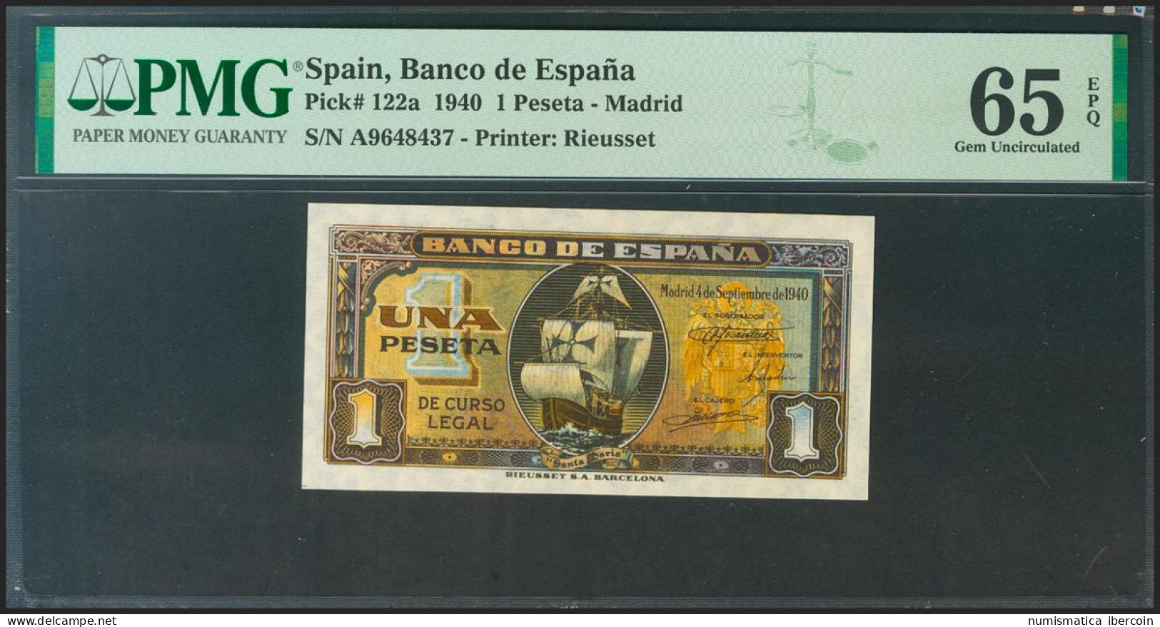 1 Pesetas. 4 De Septiembre De 1940. Serie A. (Edifil 2021: 442a, Pick: 122a). I - Andere & Zonder Classificatie