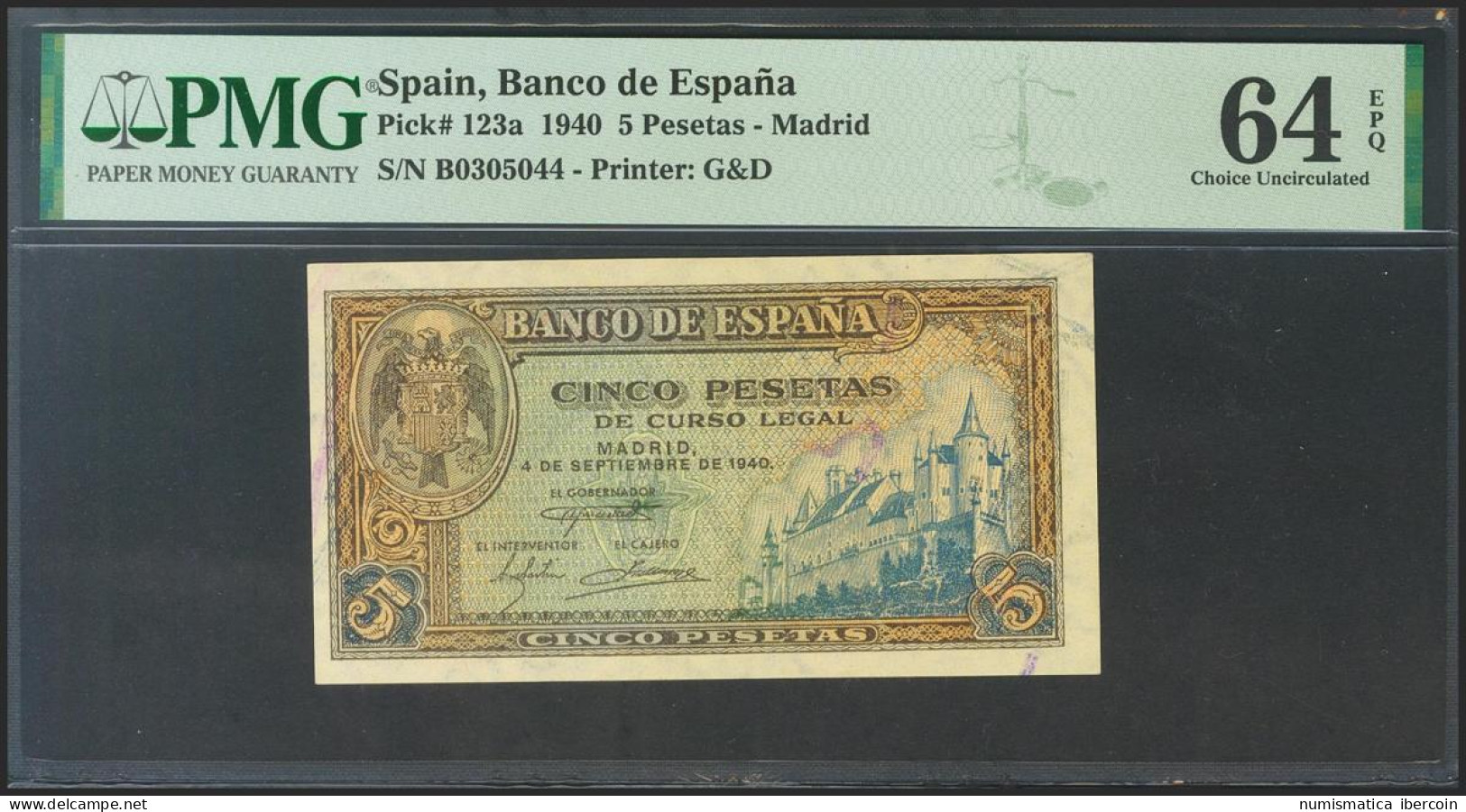 5 Pesetas. 4 De Septiembre De 1940. Serie B. (Edifil 2021: 443a, Pick: 123a). I - Other & Unclassified