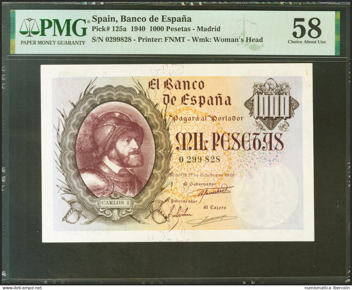 1000 Pesetas. 21 De Octubre De 1940. Sin Serie. (Edifil 2021: 445, Pick: 125a). - Altri & Non Classificati