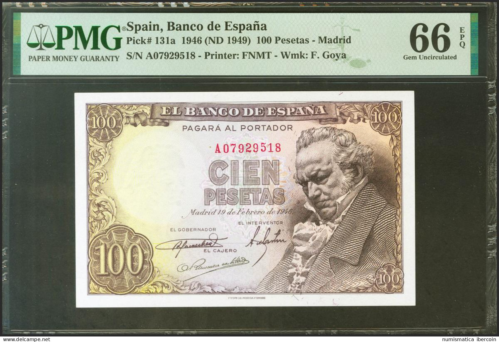 100 Pesetas. 19 De Febrero De 1946. Serie A. (Edifil 2021: 451a, Pick: 131a). R - Other & Unclassified