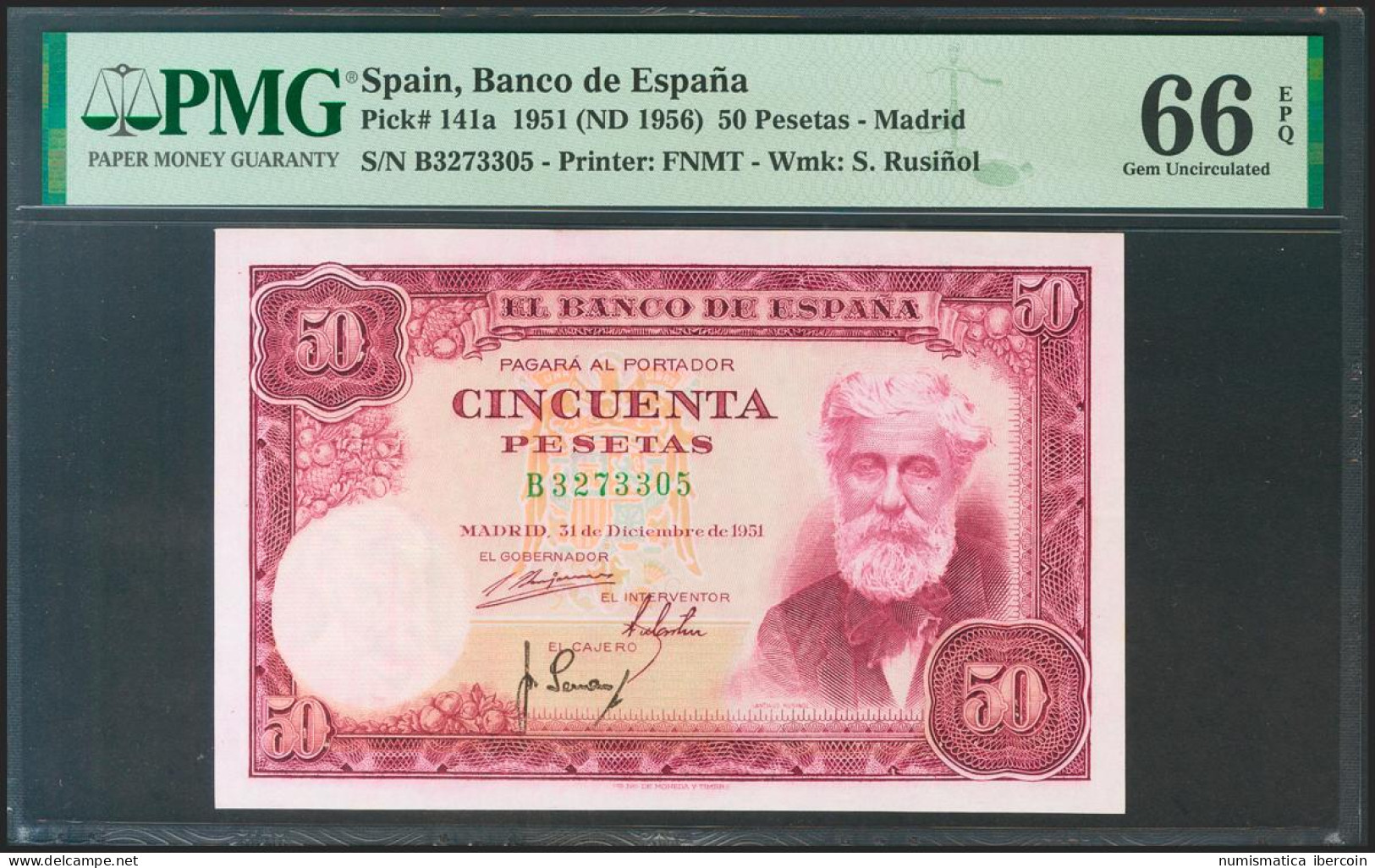 50 Pesetas. 31 De Diciembre De 1951. Serie B. (Edifil 2021: 462a, Pick: 141a).  - Sonstige & Ohne Zuordnung