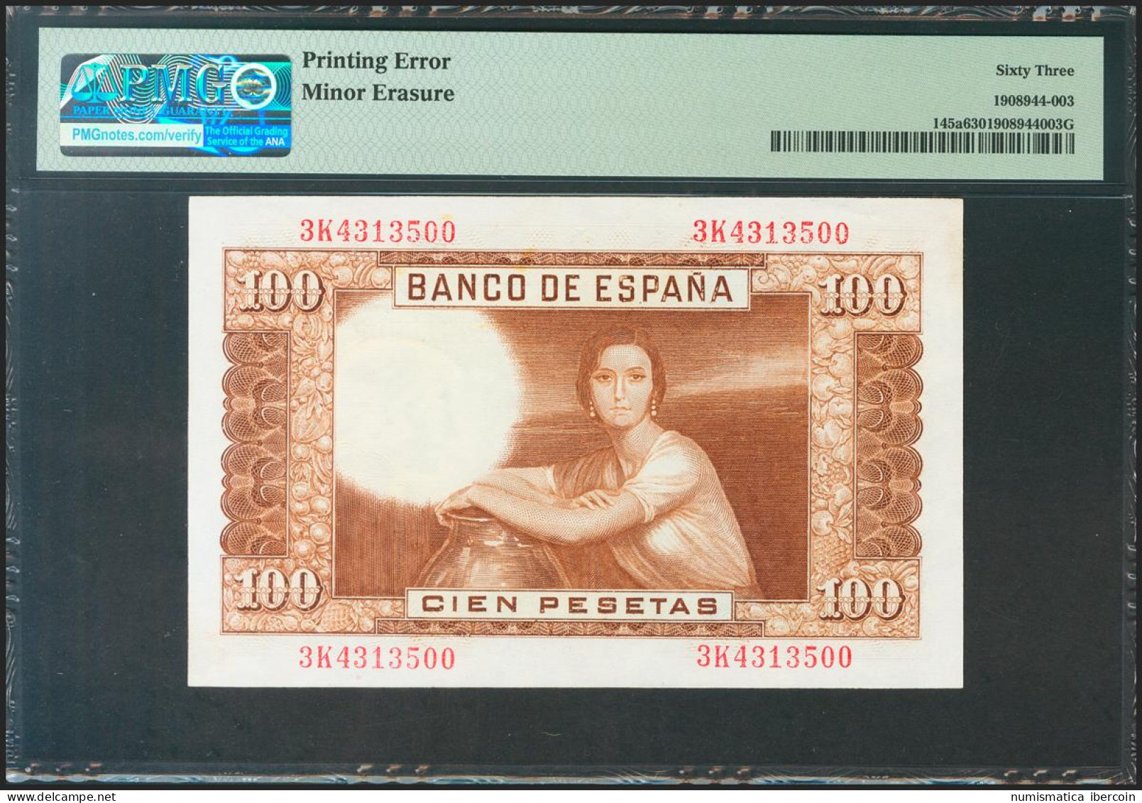 100 Pesetas. 7 De Abril De 1953. Error Firma De Cajero Invertida E Impresa En L - Other & Unclassified