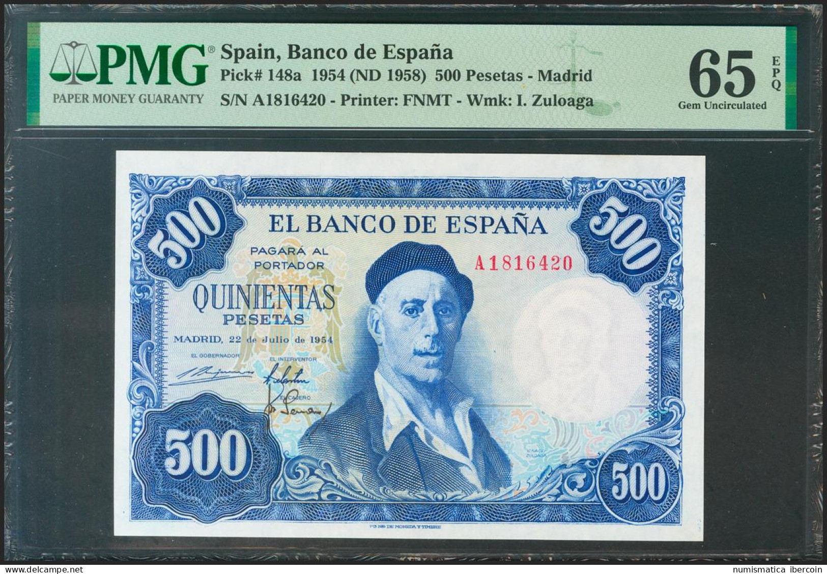 500 Pesetas. 22 De Julio De 1953. Serie A. (Edifil 2021: 468a, Pick: 148a). Inu - Otros & Sin Clasificación