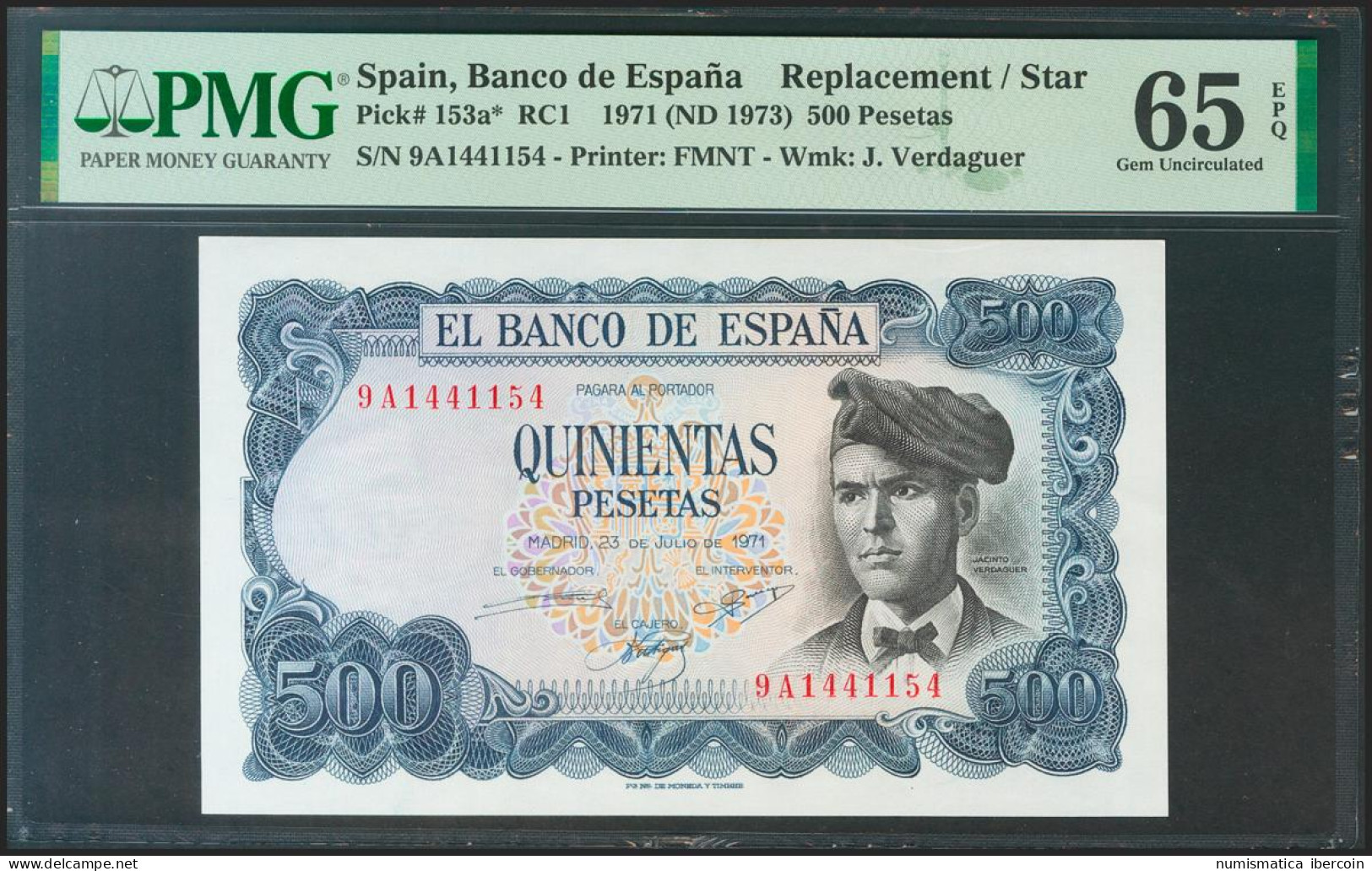 500 Pesetas. 23 De Julio De 1971. Serie Especial 9A. (Edifil 2021: 473b, Pick:  - Sonstige & Ohne Zuordnung