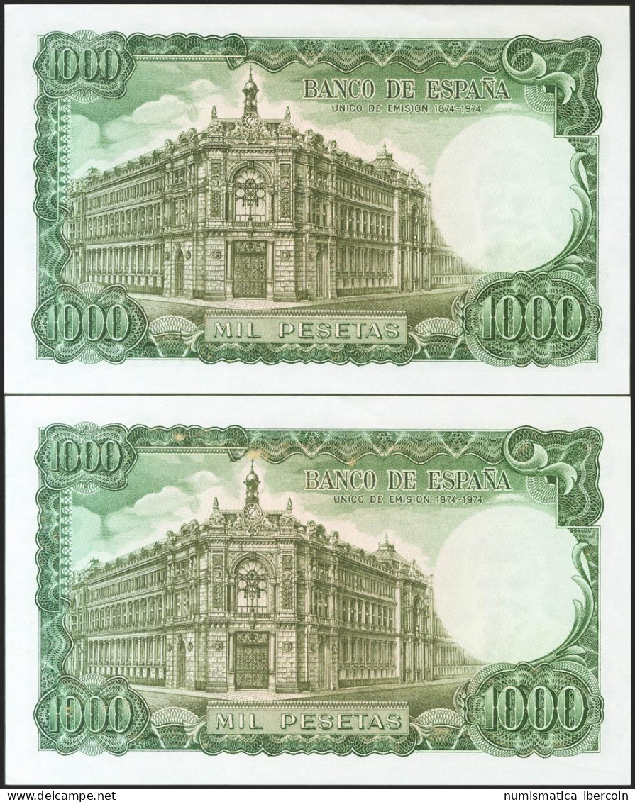 1000 Pesetas. 17 De Septiembre De 1971. Pareja Correlativa. Sin Serie Y Numerac - Autres & Non Classés