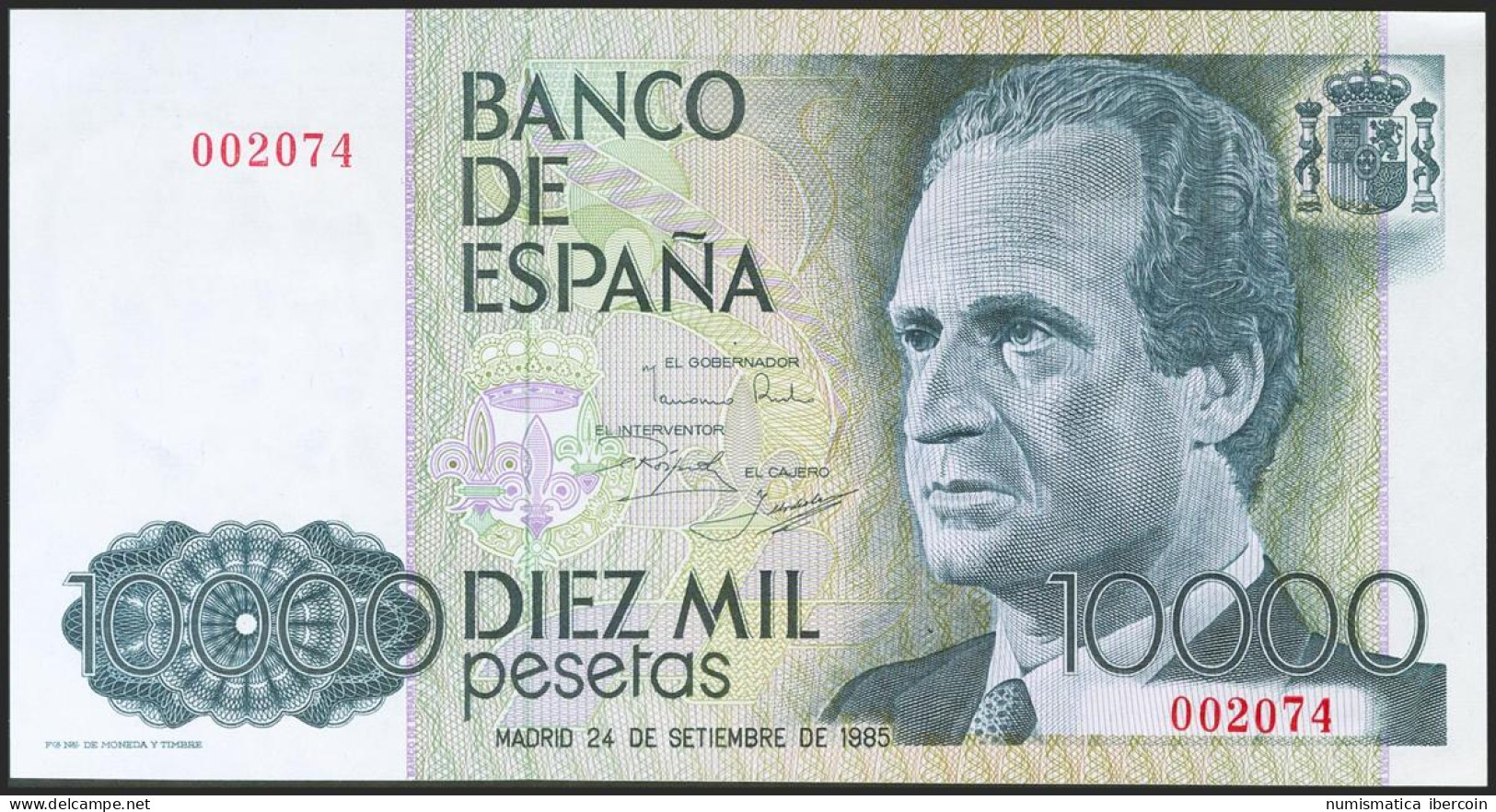 10000 Pesetas. 24 De Septiembre De 1985. Sin Serie Y Numeración Bajísima. (Edif - Autres & Non Classés