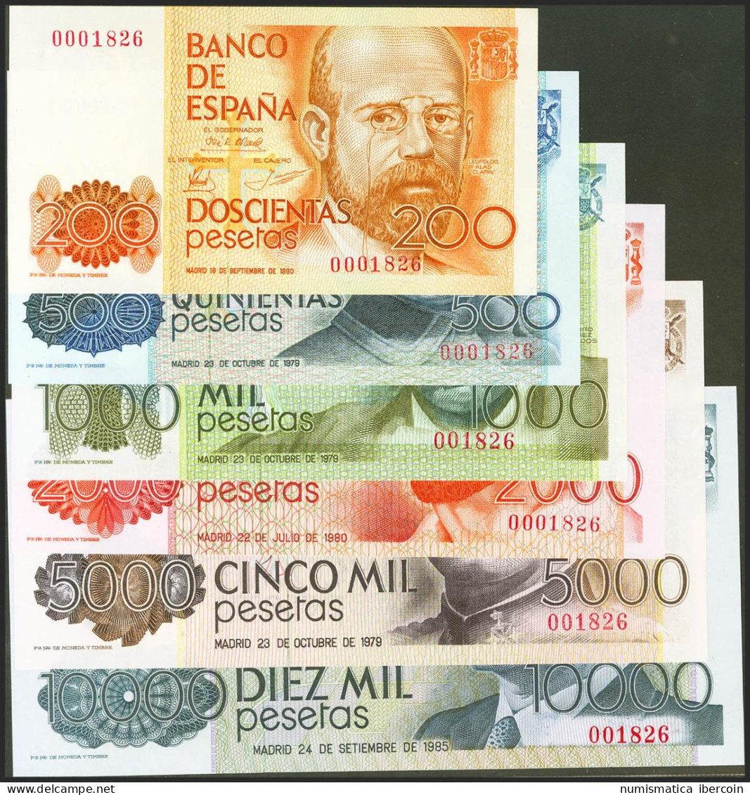 Conjunto De 6 Billetes De 200 Pesetas, 500 Pesetas, 1000 Pesetas, 2000 Pesetas, - Otros & Sin Clasificación
