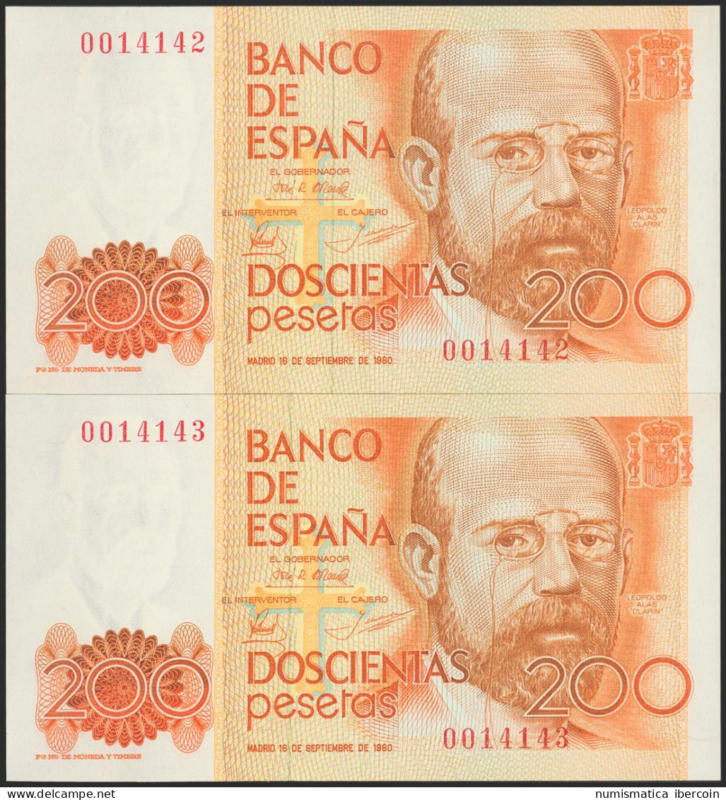 200 Pesetas. 16 De Septiembre De 1980. Pareja Correlativa. Sin Serie Y Numeraci - Other & Unclassified