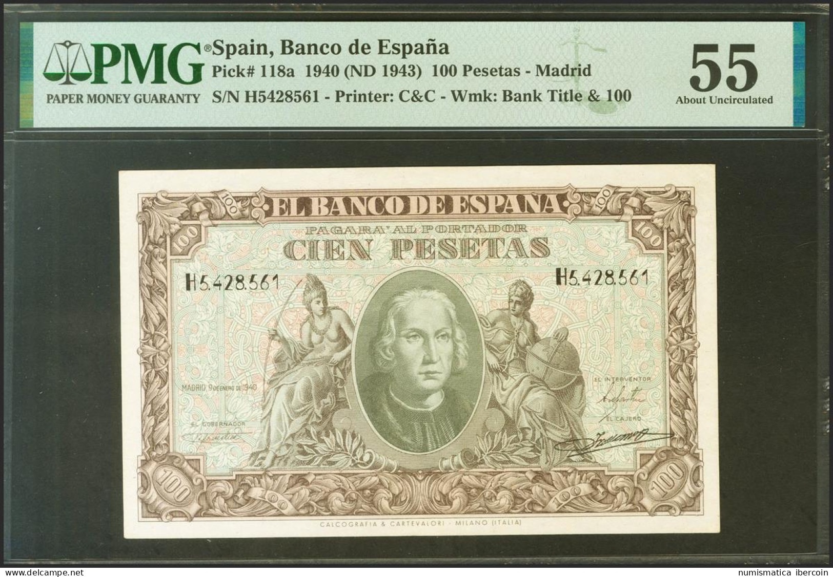 100 Pesetas. 9 De Enero De 1940. Serie H. (Edifil 2021: 438a, Pick: 118a). EBC+ - Andere & Zonder Classificatie