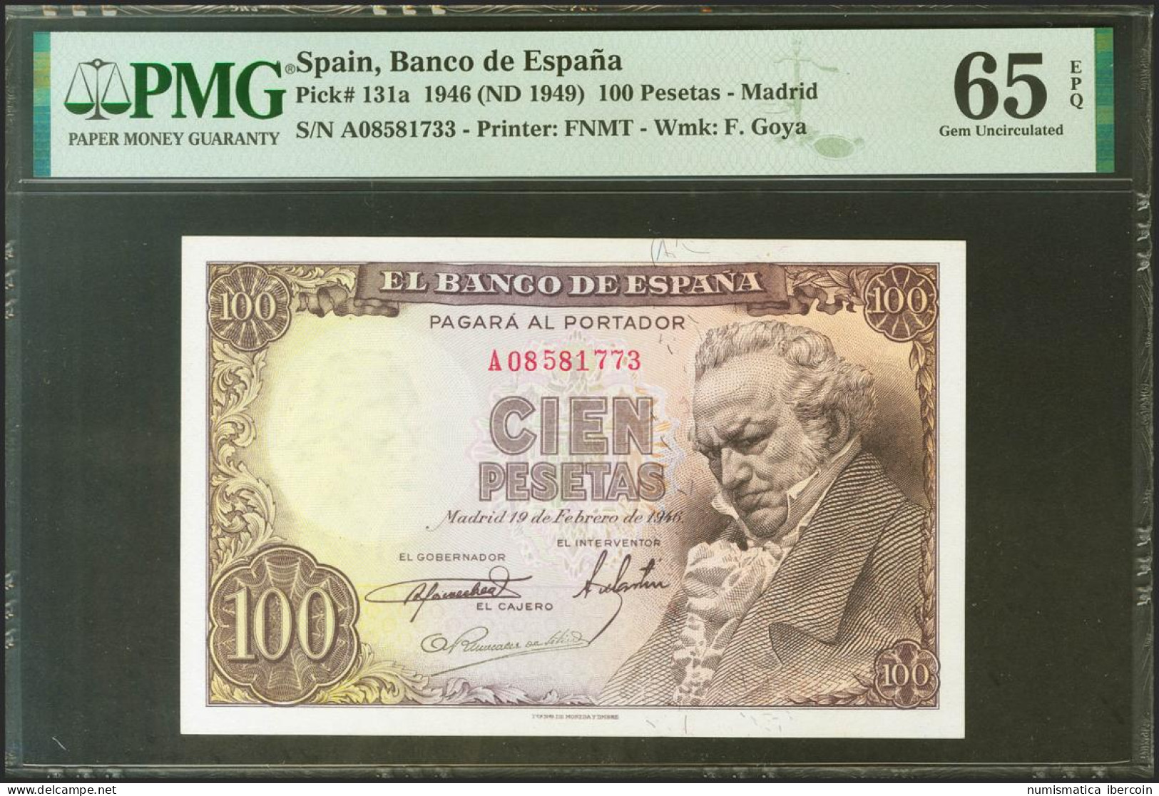 100 Pesetas. 19 De Febrero De 1946. Serie A. (Edifil 2021: 451a, Pick: 131a). R - Andere & Zonder Classificatie