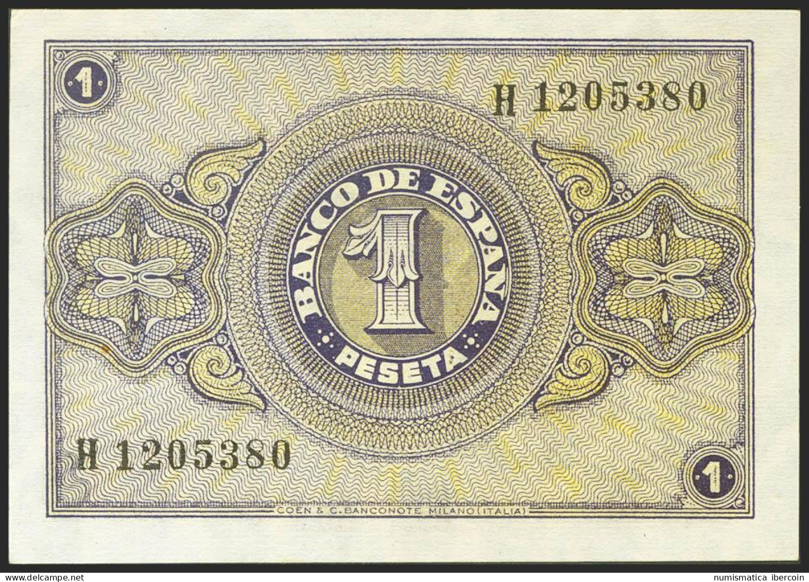 1 Peseta. 30 De Abril De 1938. Serie H. (Edifil 2021: 428a). Apresto Original.  - Other & Unclassified