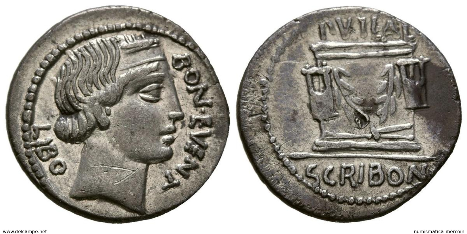 GENS SCRIBONIA. Denario. (Ar. 3,62g/20mm). 62 A.C. Roma. (Crawford 416/1a; FFC  - Republic (280 BC To 27 BC)