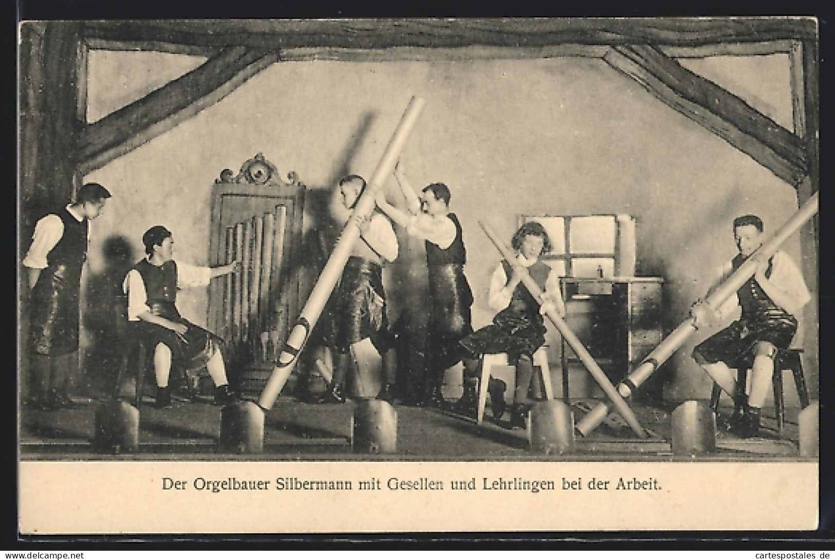 AK Freiberg, Bergfestspiel 1914, Der Orgelbauer Silbermann Mit Gesellen Und Lehrlingen Bei Der Arbeit  - Bergbau