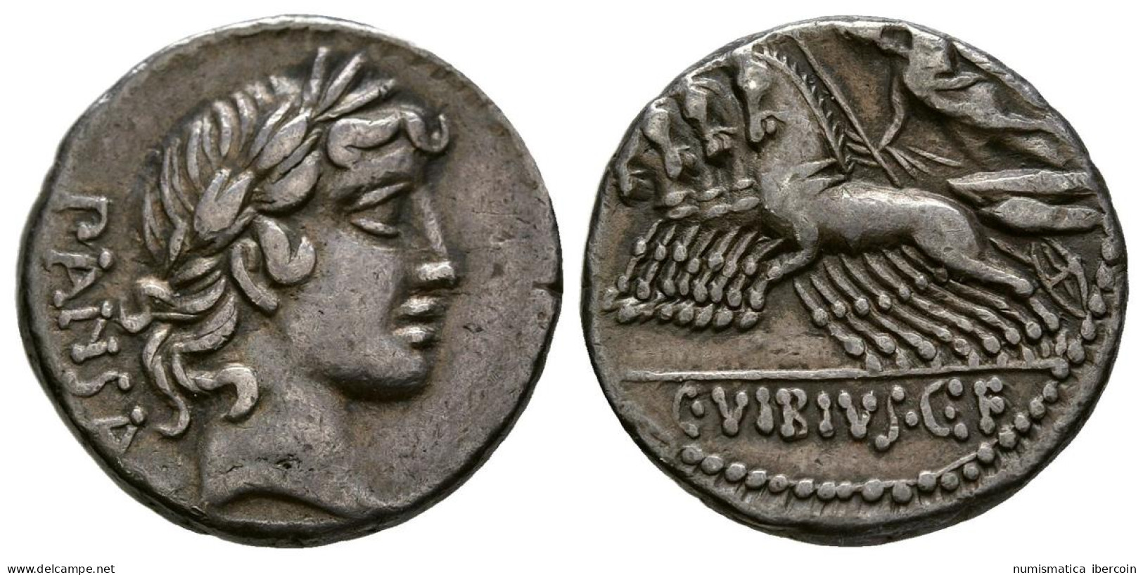 GENS VIBIA. Denario. (Ar. 3,75g/18mm). 90 A.C. Roma. (FFC 1206 Var). Anv: Cabez - Repubblica (-280 / -27)