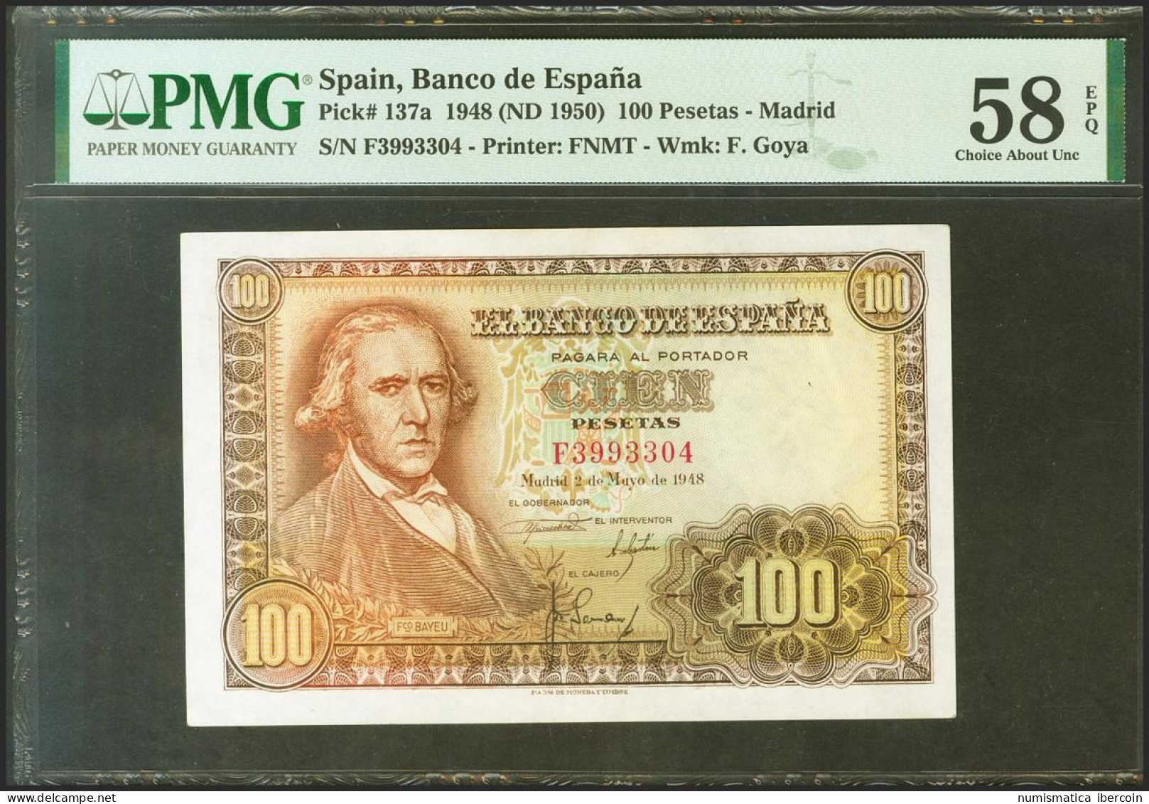 100 Pesetas. 2 De Mayo De 1948. Serie F. (Edifil 2021: 456a, Pick: 137a). Apres - Autres & Non Classés