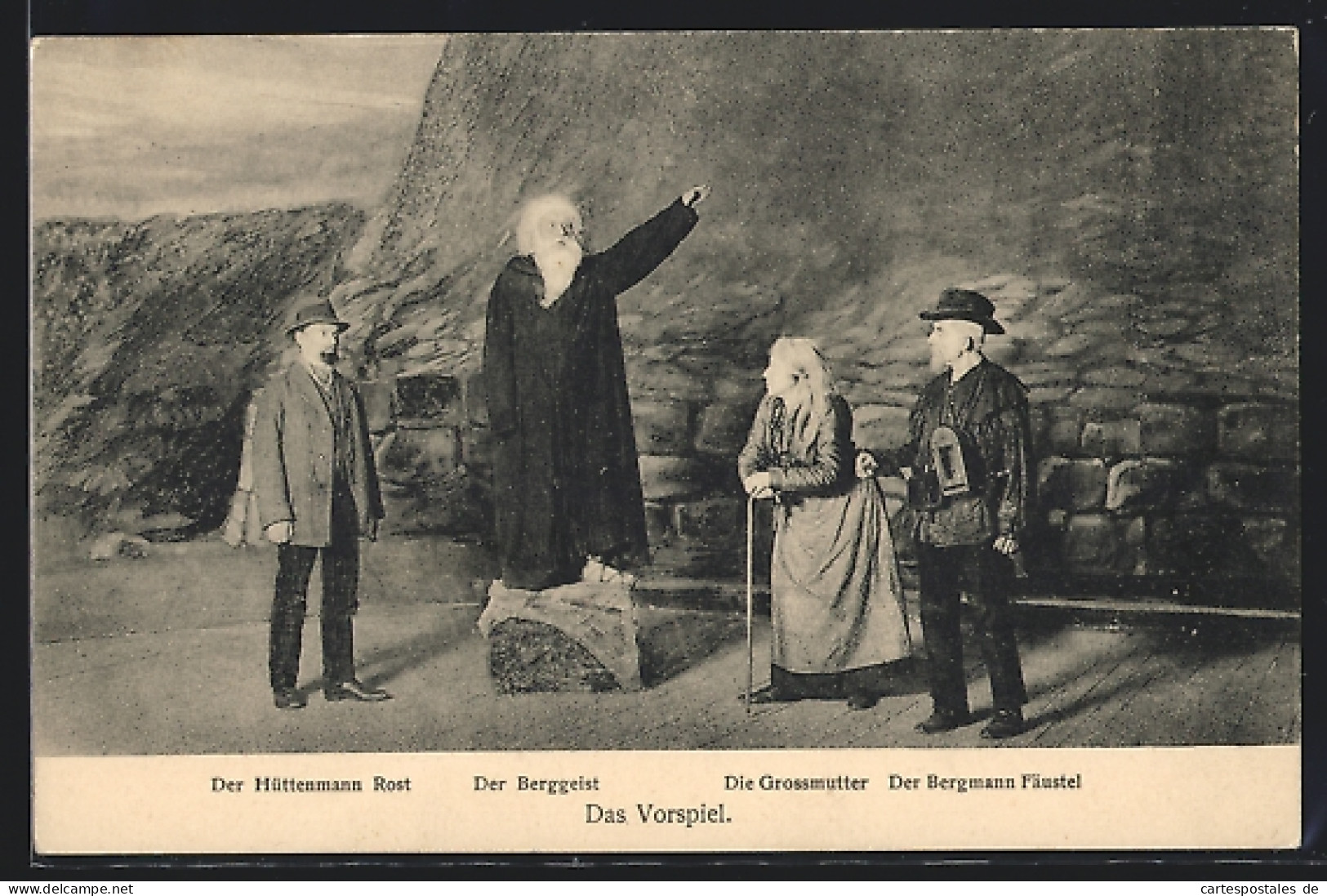 AK Freiberg, Bergfestspiel 1914, Das Vorstpiel, Der Hüttenmann Rost, Der Berggeist & Die Grossmutter  - Miniere