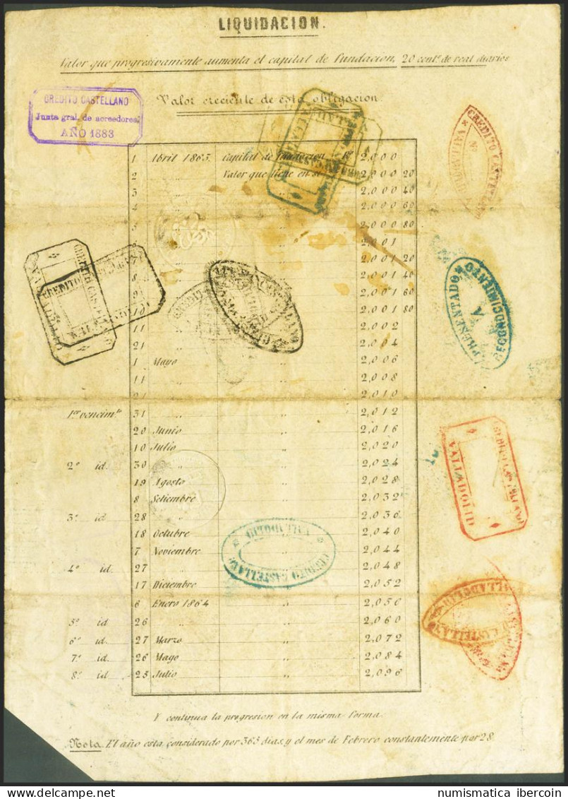 CREDITO CASTELLANO. 2012 Reales De Vellón. 1 De Abril De 1863. Serie C Y Divers - Andere & Zonder Classificatie