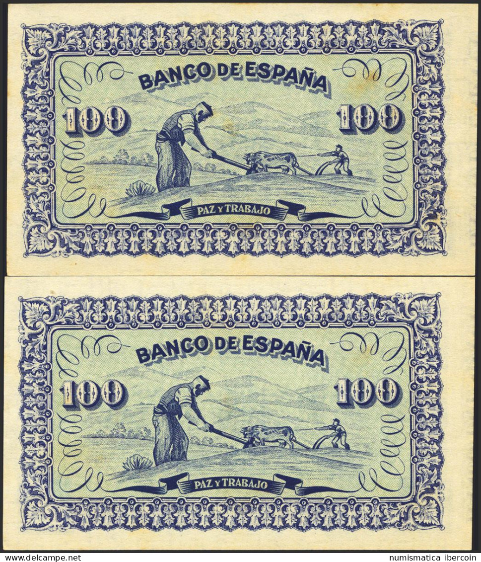 100 Pesetas. Septiembre 1937. Pareja Correlativa. Asturias Y León. Sin Serie. ( - Sonstige & Ohne Zuordnung