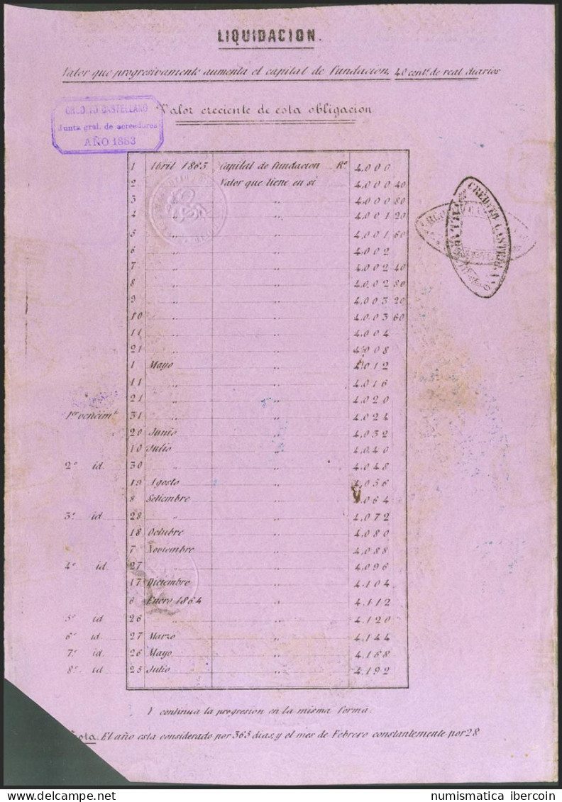 CREDITO CASTELLANO. 4024 Reales De Vellón. 21 De Febrero De 1862. Serie D Y Div - Autres & Non Classés