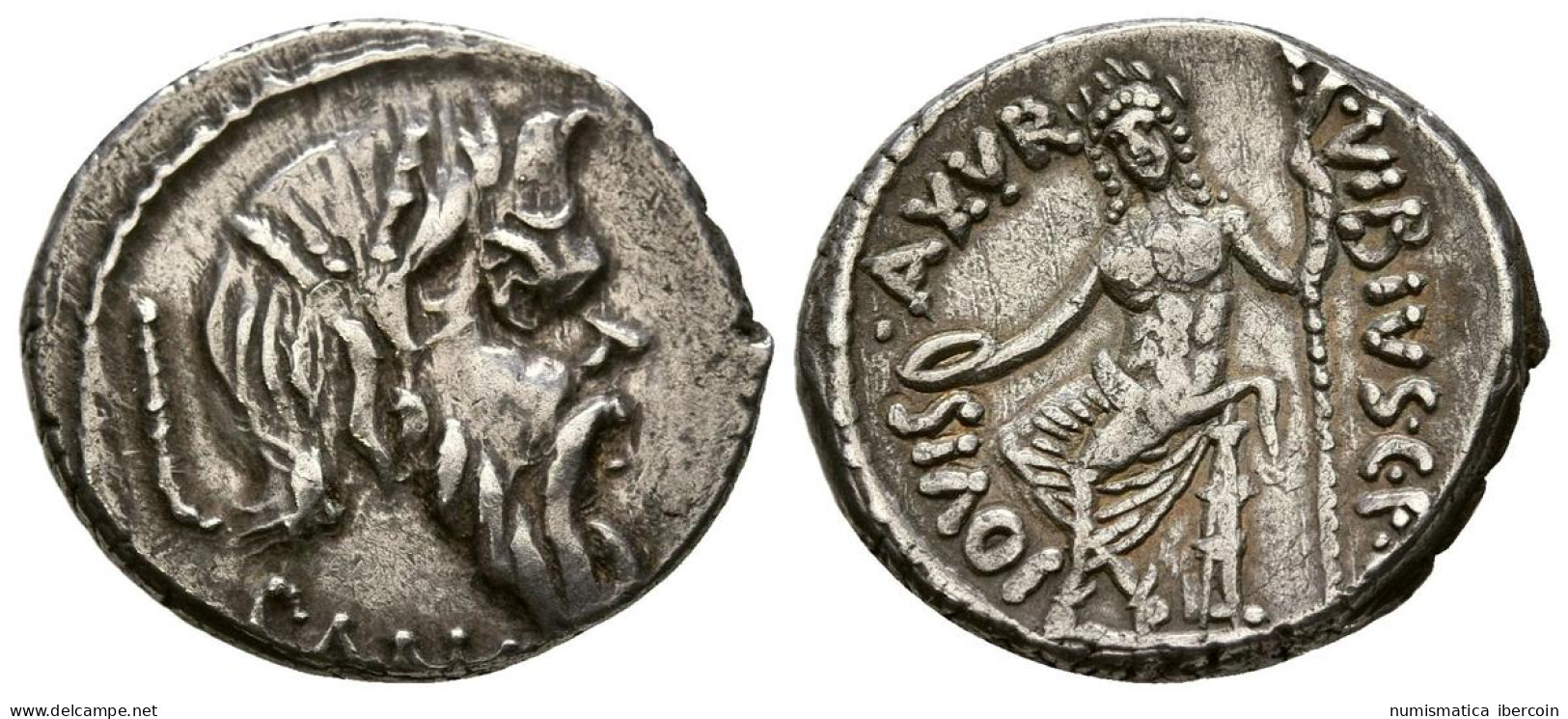 GENS VIBIA. Denario. (Ar. 4,11g/19mm). 48 A.C. Roma. (Crawford 449/1a; FFC 1219 - Republiek (280 BC Tot 27 BC)