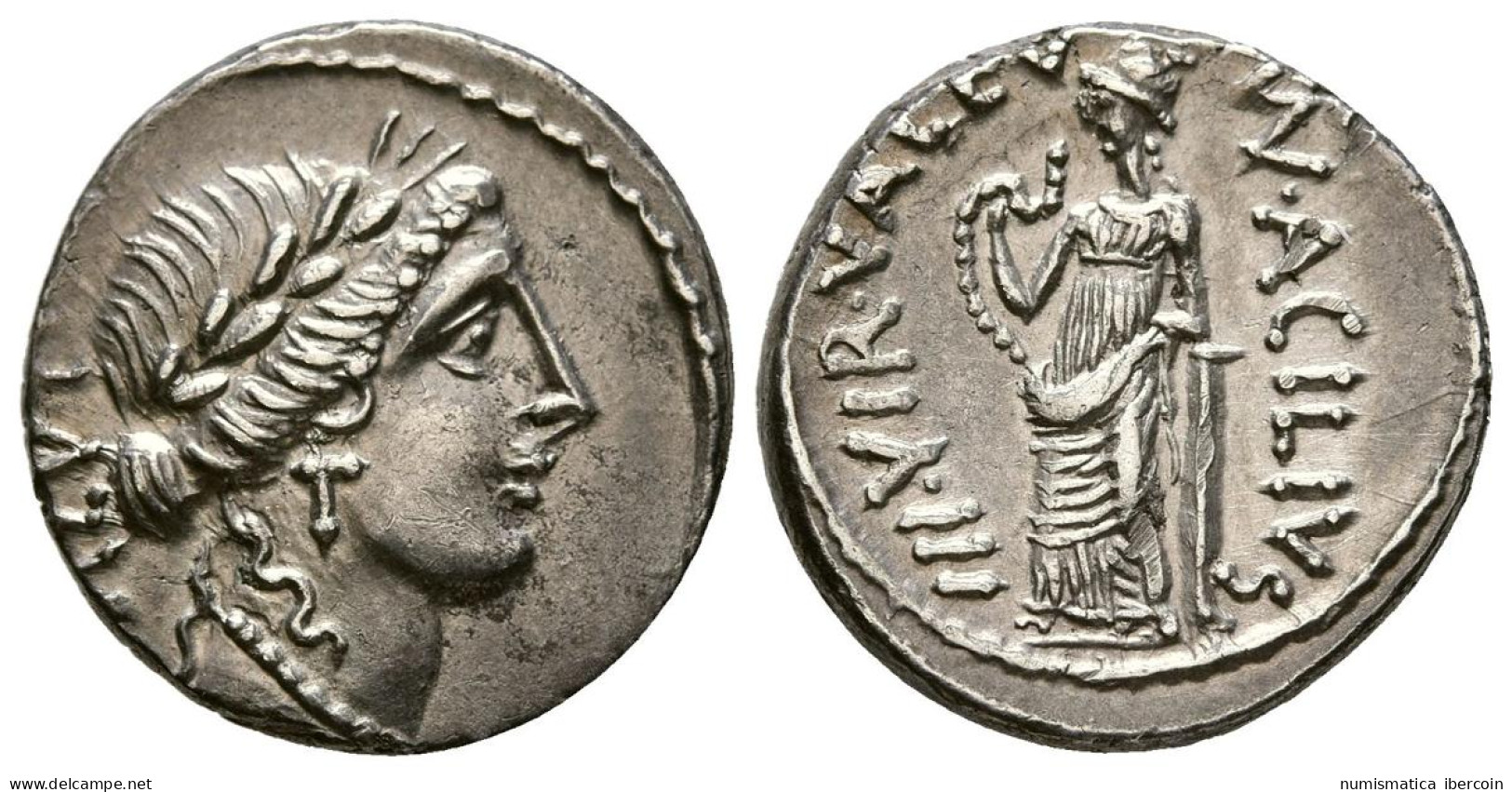 GENS ACILIA. Denario. (Ar. 3,90g/17mm). 55 A.C. Roma. (Crawford 442/1a; FFC 96) - Republic (280 BC To 27 BC)