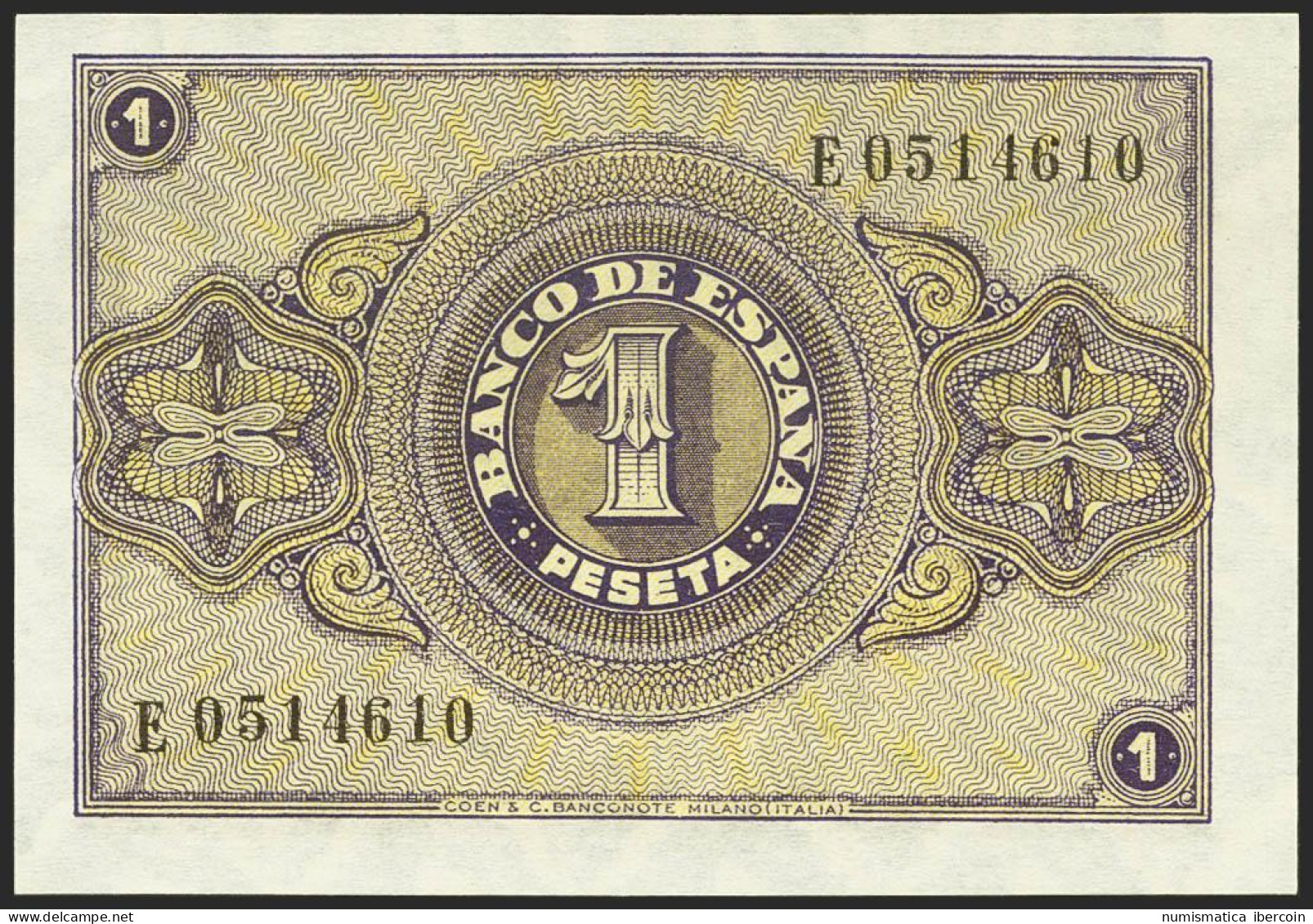 1 Peseta. 30 De Abril De 1938. Serie E. (Edifil 2017: 428a). Apresto Original.  - Other & Unclassified