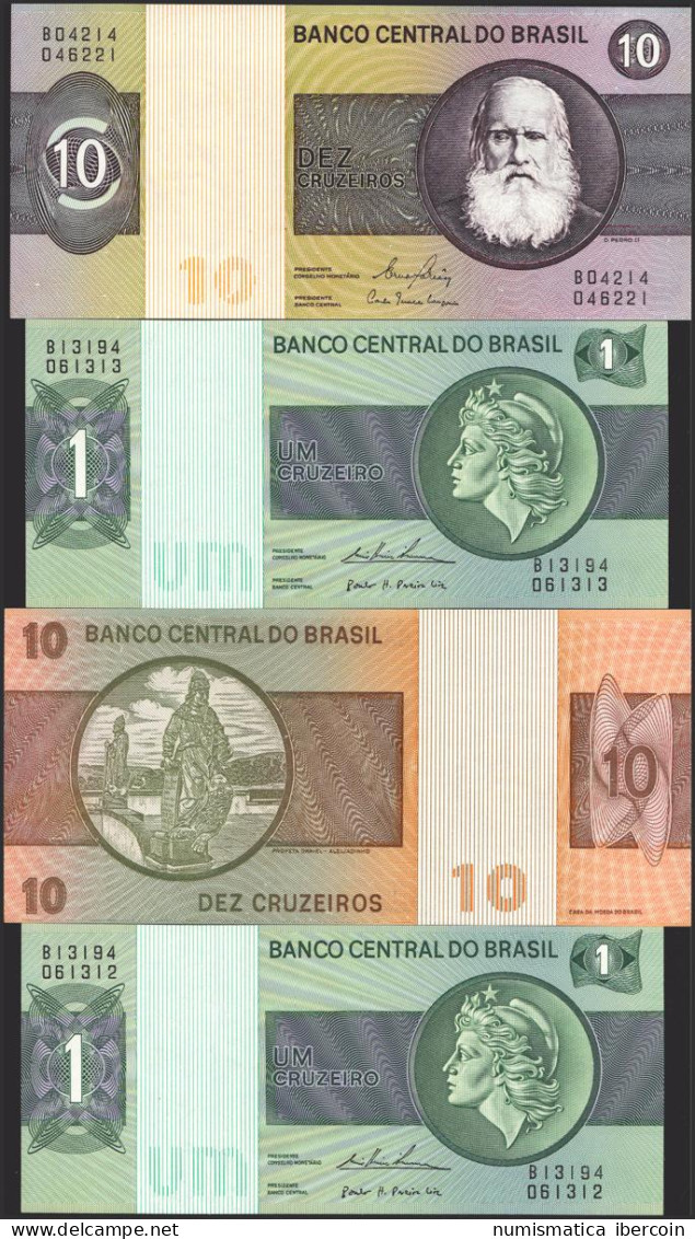 Set Of 2 Brazilian Correlative Pairs Banknotes Of Different Issues. TO EXAMINE. - Andere & Zonder Classificatie