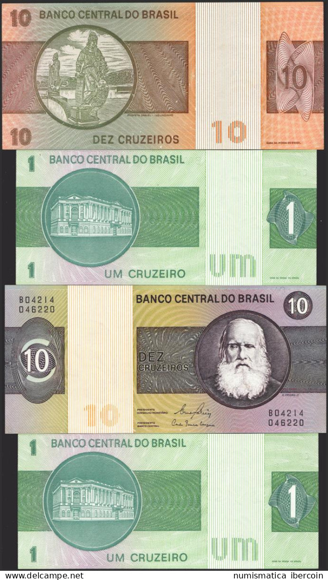 Set Of 2 Brazilian Correlative Pairs Banknotes Of Different Issues. TO EXAMINE. - Otros & Sin Clasificación