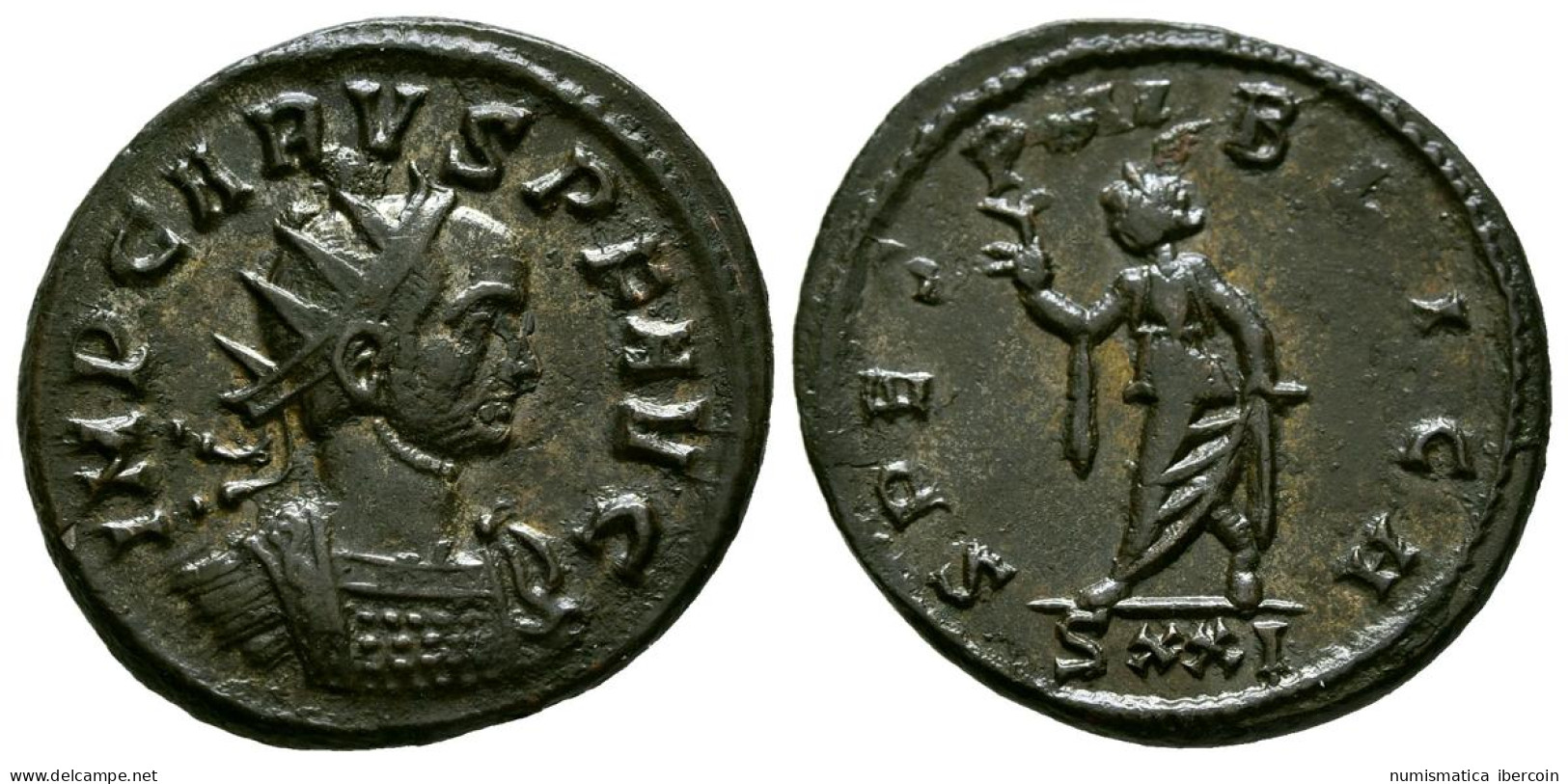 CARO. Antoniniano. (Ae. 4,22g/22mm). 282 D.C. Ticinum. (RIC 82). Anv: Busto Rad - La Tétrarchie (284 à 307)