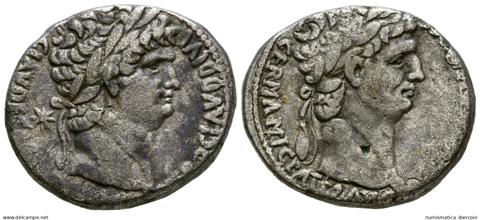 NERON Y DIVO CLAUDIO I. Tetradracma. (Ar. 13,65g/26mm). 63-68 D.C. Antioquía. ( - La Dinastía Julio-Claudia (-27 / 69)