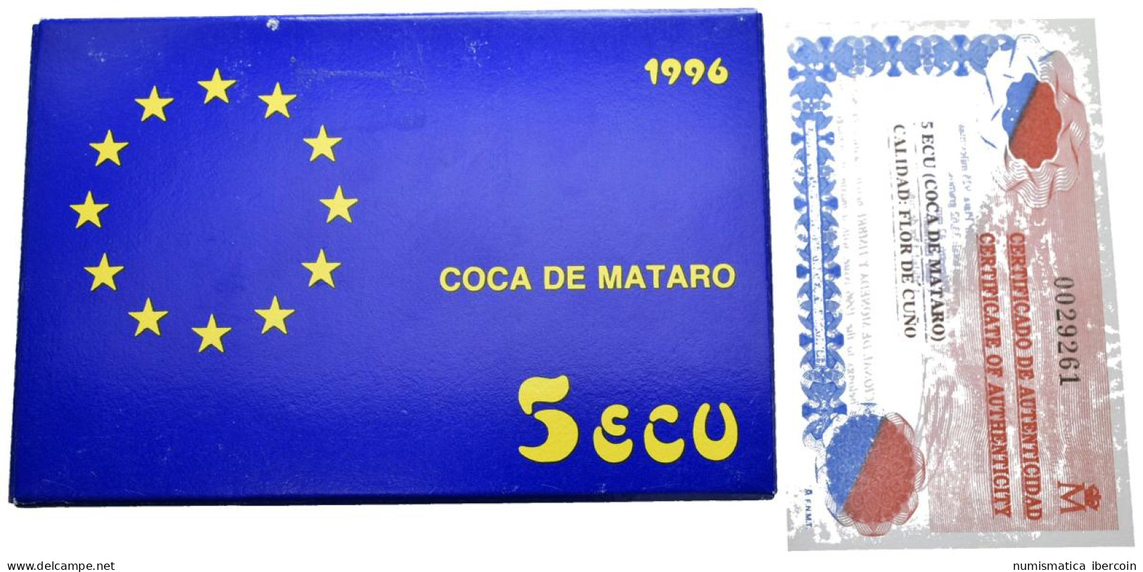 JUAN CARLOS I (1975-2014). 5 Ecu. (Ar. 33,62g /42mm). Coca De Mataró. 1996. FNM - Otros & Sin Clasificación