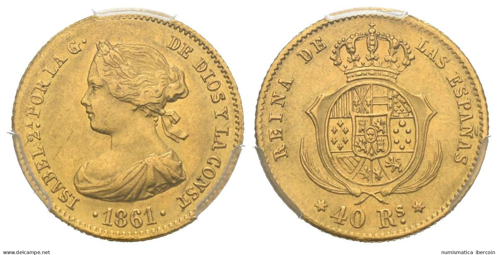 ISABEL II (1833-1868). 40 Reales. (Au. 3,27g/18mm). 1861. Madrid. (Cal-2019-679 - Provincial Currencies