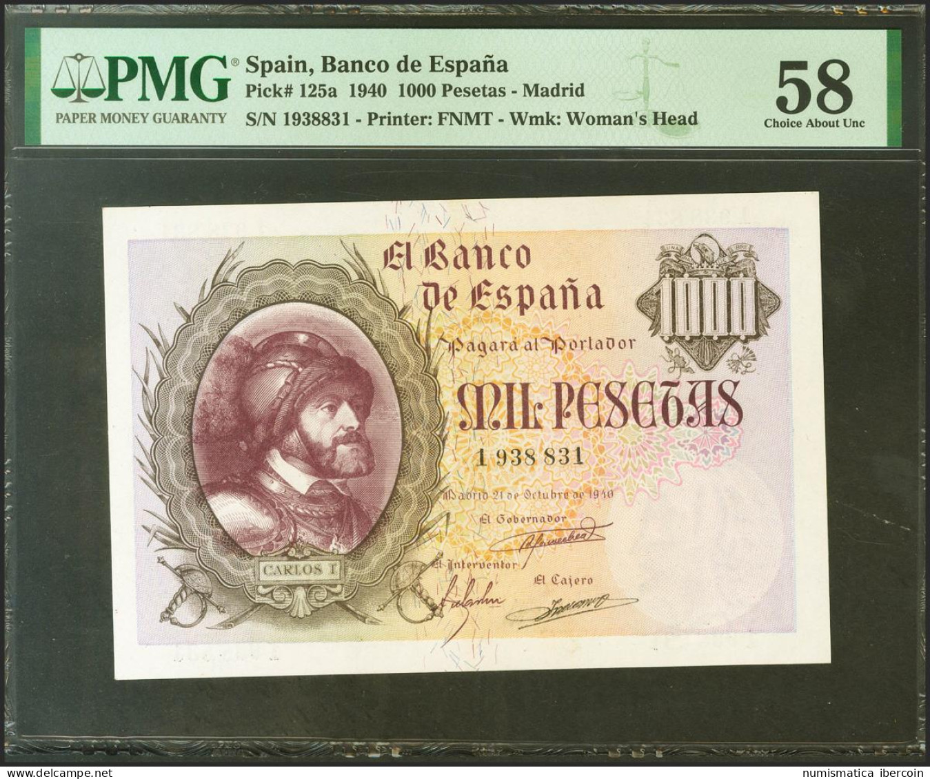 1000 Pesetas. 21 De Octubre De 1940. Sin Serie. (Edifil 2021: 445, Pick: 125a). - Altri & Non Classificati