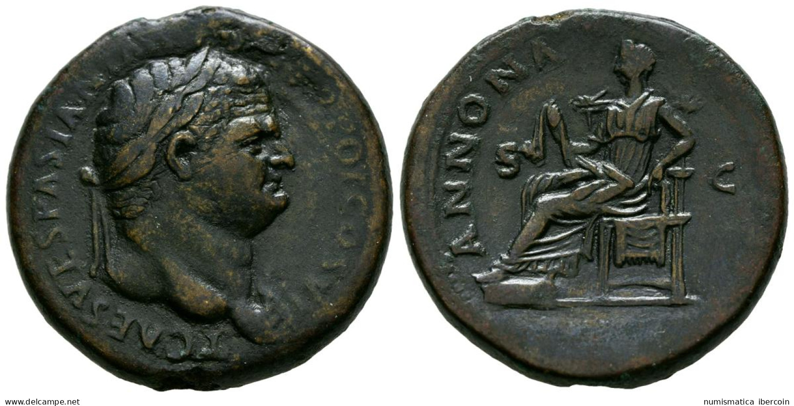 TITO. Sestercio. (Ae. 24,67g/33mm). 77-78 D.C. Roma. (RIC 1021). Anv: Cabeza La - Les Flaviens (69 à 96)