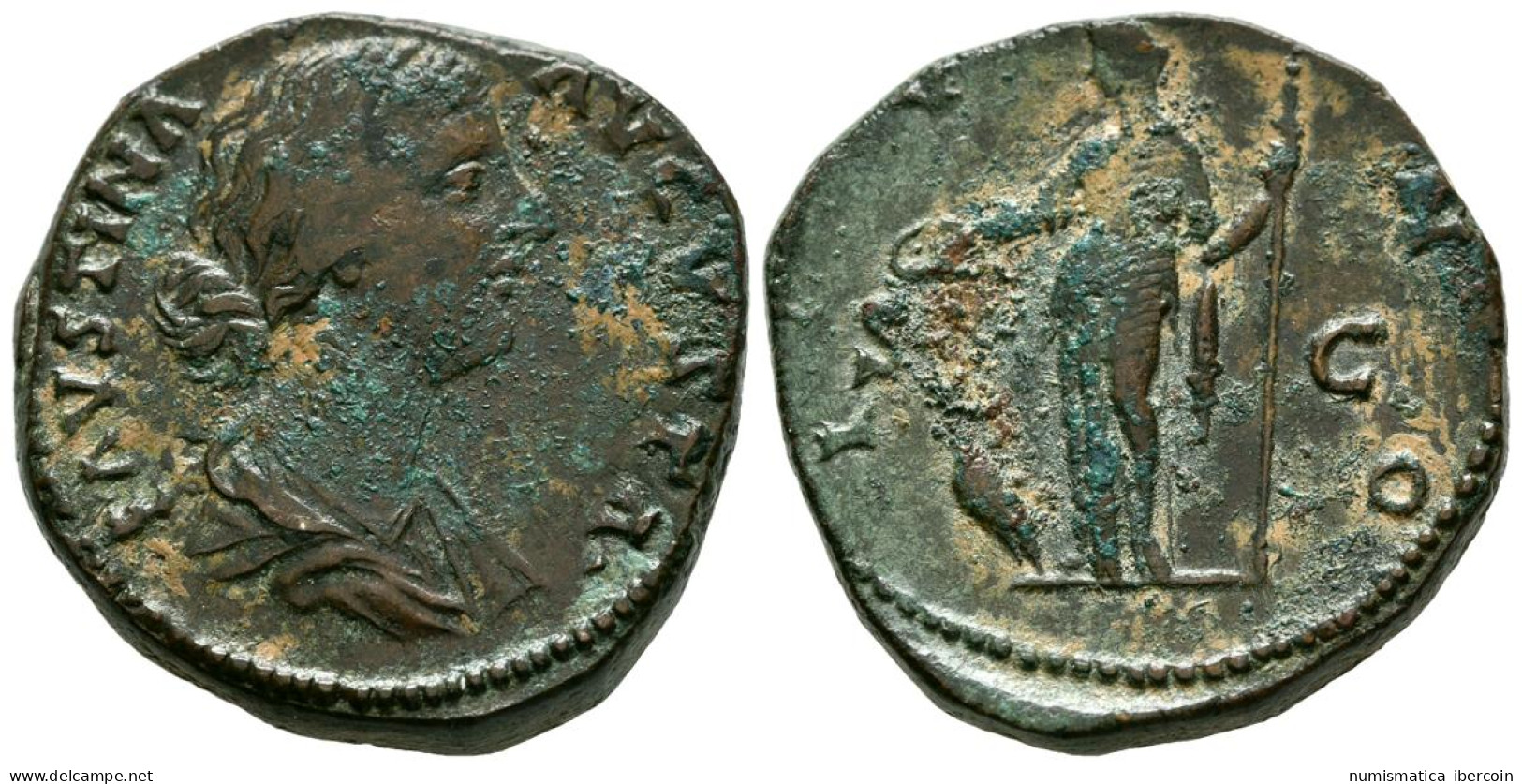 FAUSTINA II. Sestercio. (Ae. 28,43g/30mm). 161-176 D.C. Roma. (RIC 1645). Anv:  - Die Antoninische Dynastie (96 / 192)