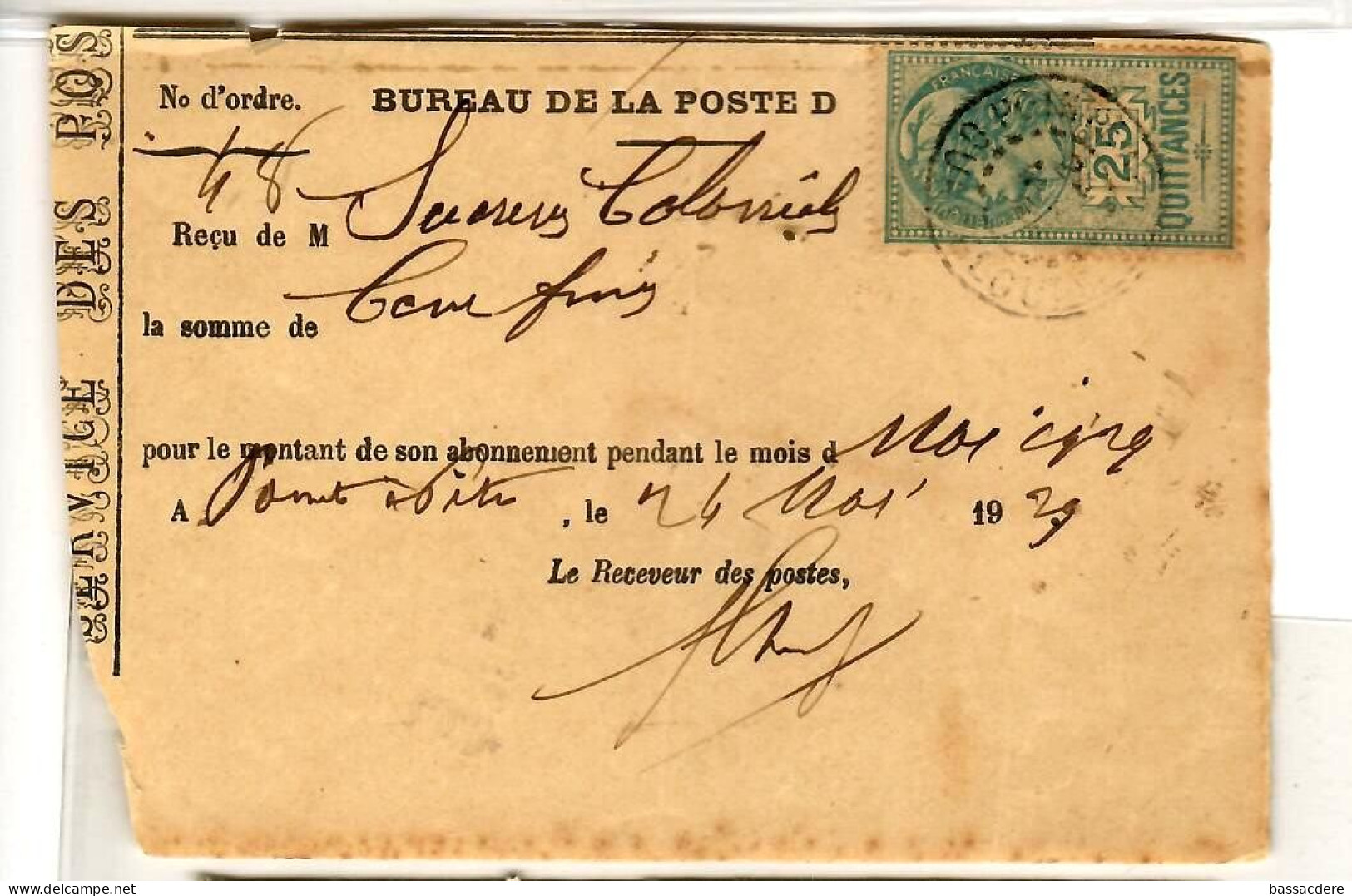 79569  - Cad  Type  A  POINTE  A  PITRE Sur Timbre Fiscal - Cartas & Documentos