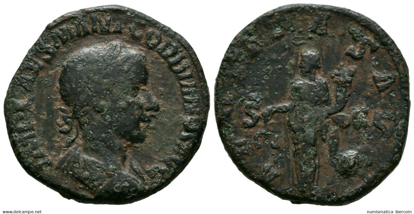 GORDIANO III. As. (Ae. 13,98g/29mm). 239 D.C. Roma. (RIC 267a). Anv: Busto Laur - The Military Crisis (235 AD To 284 AD)