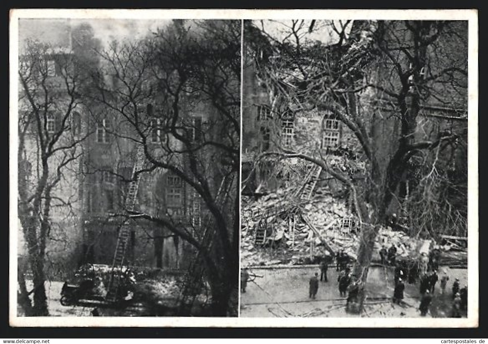 AK Stuttgart, Brand Des Alten Schlosses 1931, Vor Und Nach Der Einsturzkatastrophe  - Catástrofes