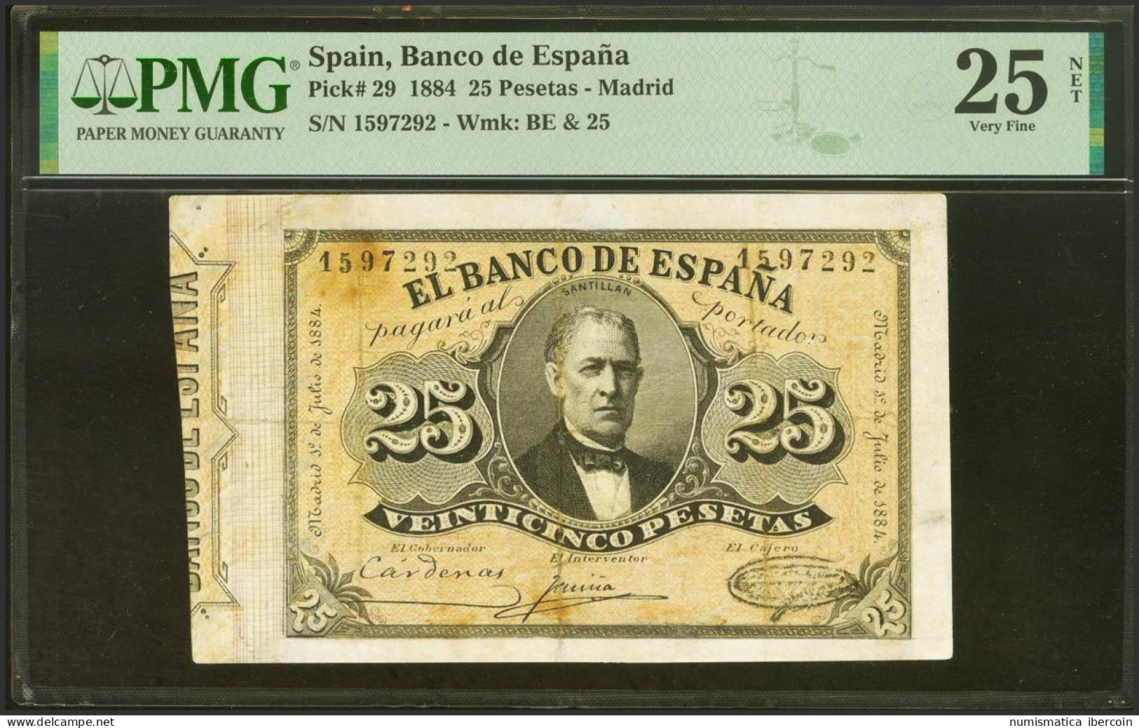 25 Pesetas. 1 De Julio De 1884. Sin Serie. (Edifil 2021: 287, Pick: 29). Raro,  - Other & Unclassified