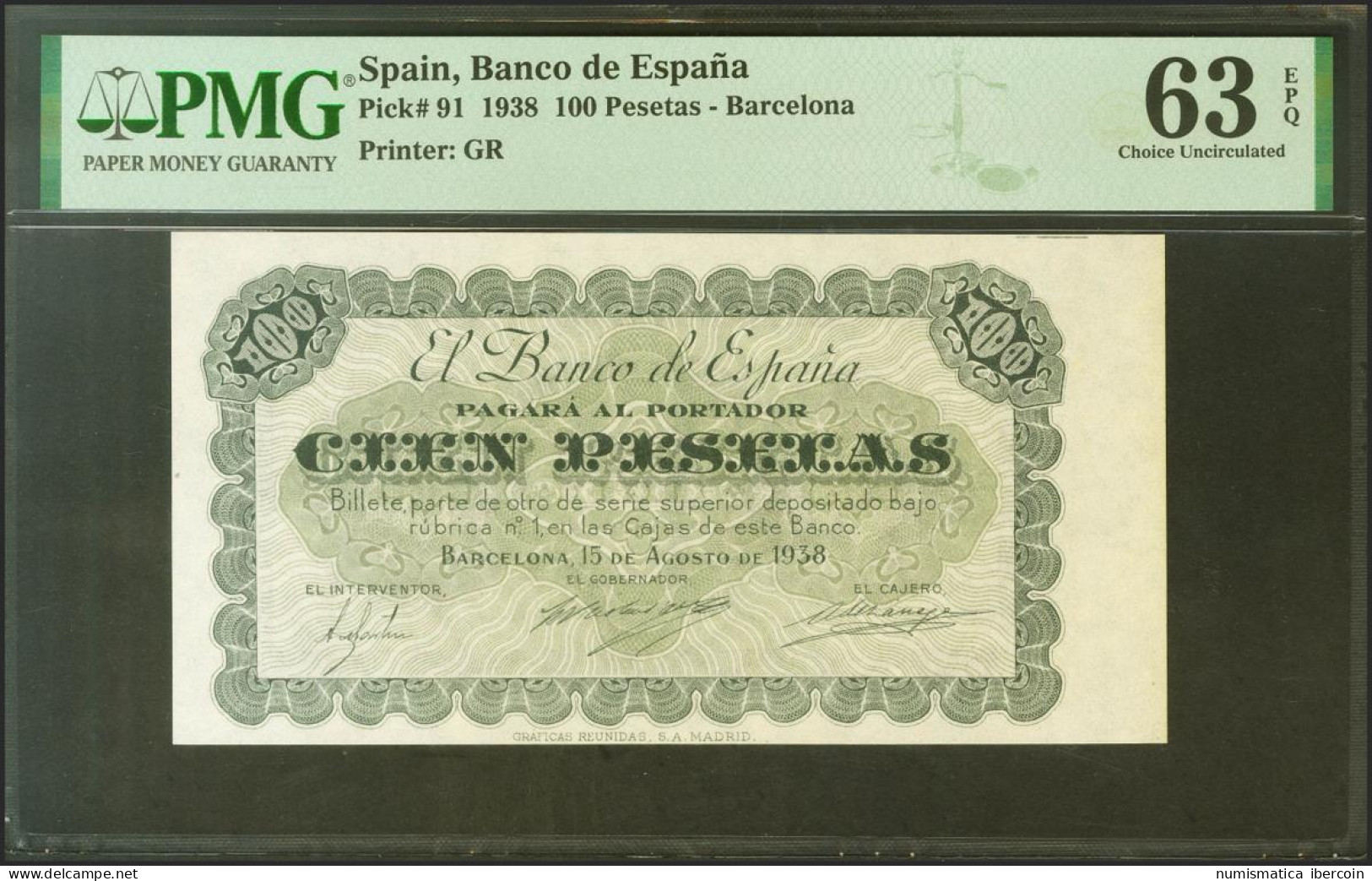 100 Pesetas. 15 De Agosto De 1938. Billete Provisional Por 2 Años No Emitido De - Other & Unclassified