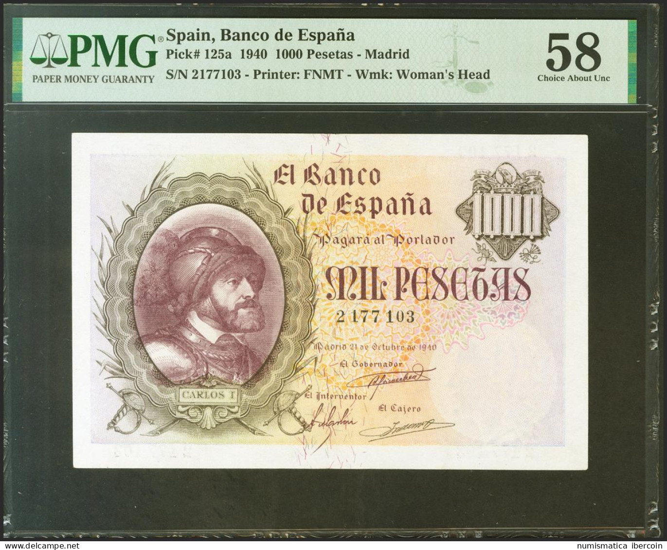 1000 Pesetas. 21 De Octubre De 1940. Sin Serie. (Edifil 2021: 445, Pick: 125a). - Autres & Non Classés