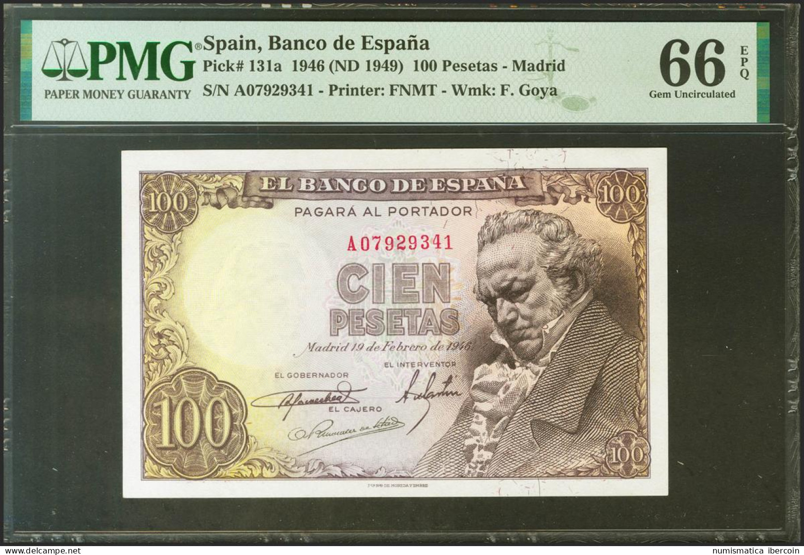 100 Pesetas. 19 De Febrero De 1946. Serie A. (Edifil 2021: 451a, Pick: 131a). R - Other & Unclassified