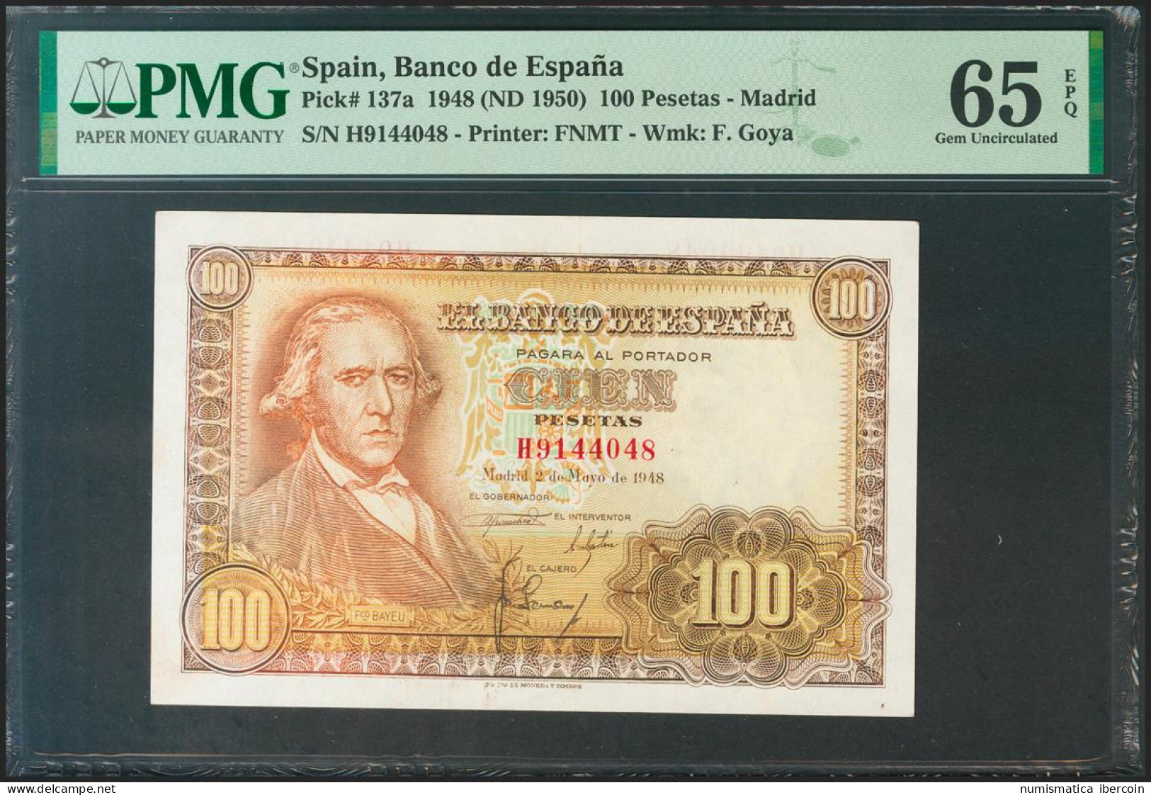 100 Pesetas. 2 De Mayo De 1948. Serie H. (Edifil 2021: 456a, Pick: 137a). Raro  - Otros & Sin Clasificación