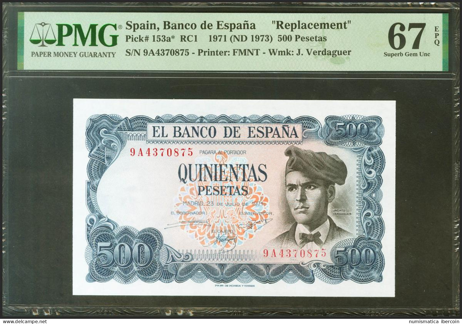 500 Pesetas. 23 De Julio De 1971. Serie Especial 9A. (Edifil 2021: 473b, Pick:  - Autres & Non Classés