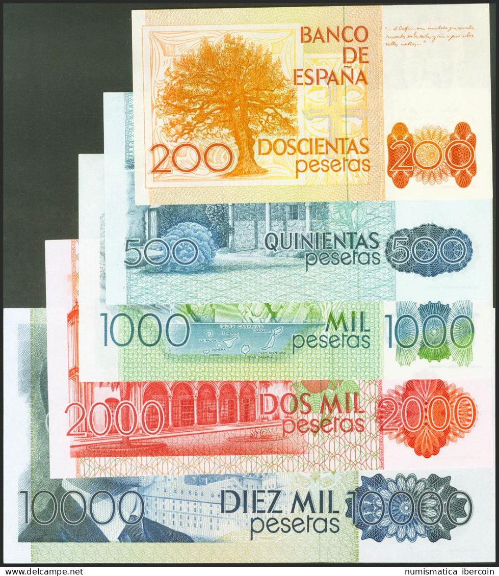 Conjunto De 5 Billetes Del Banco De España De 200 Pesetas, 500 Pesetas, 1000 Pe - Andere & Zonder Classificatie