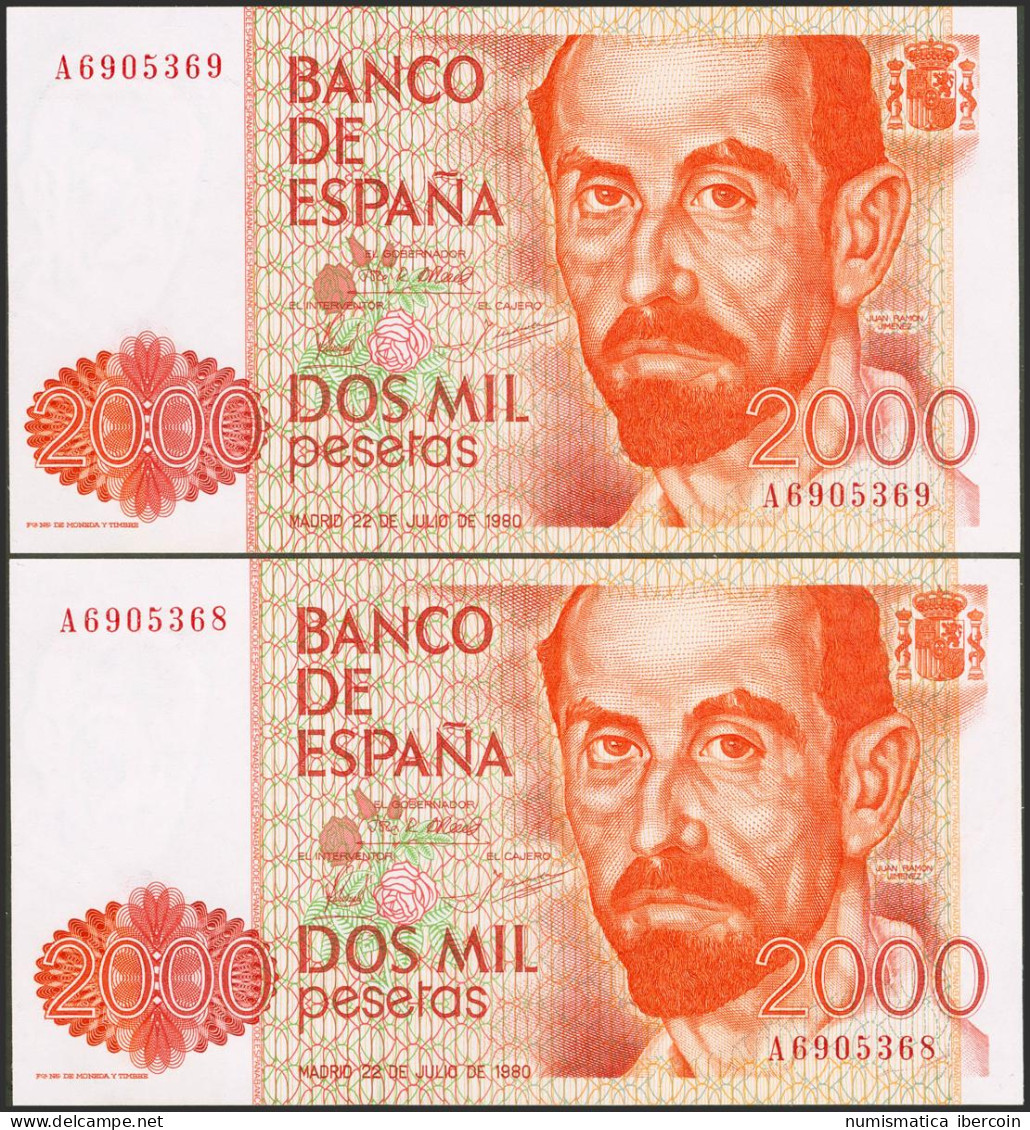 2000 Pesetas. 22 De Julio De 1980. Pareja Correlativa. Serie A. (Edifil 2017: 4 - Sonstige & Ohne Zuordnung