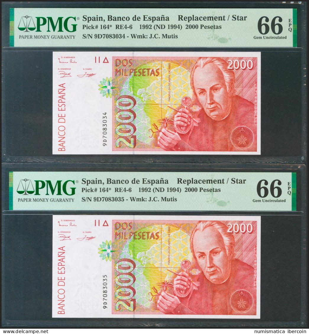 2000 Pesetas. 24 De Abril De 1992. Pareja Correlativa. Serie Especial 9D. (Edif - Autres & Non Classés